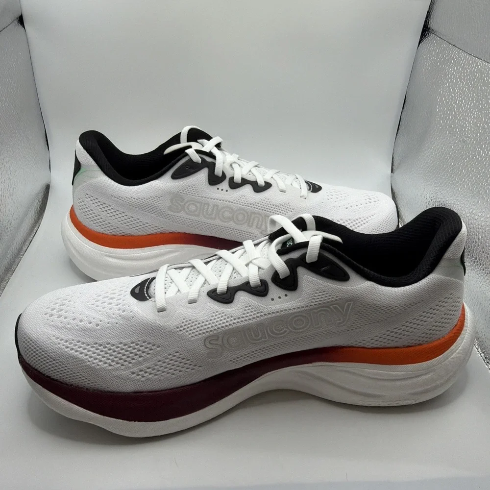 Saucony Mens Ride 19 Sneakers Runners Running Shoes in White/Crimson Size 10.5